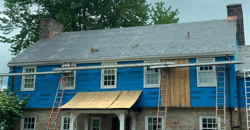 Grace Construction Course Students, May 15, 2020, installed a slate roof after they completed the course..