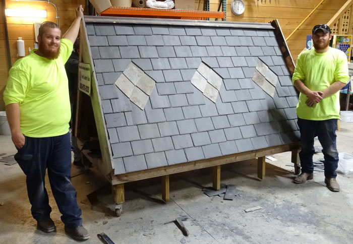 Slate roof installation training, November 11, 2021, at the Slate Roof Training Center.