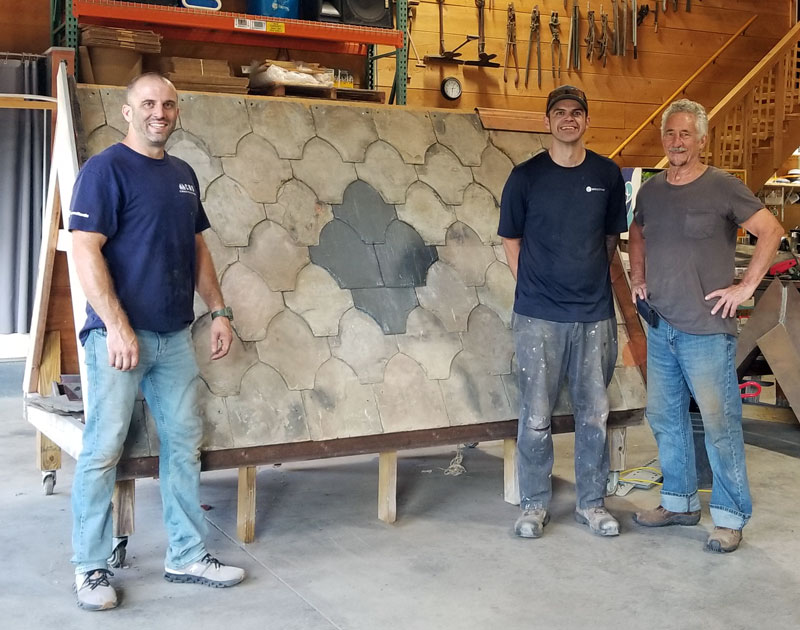 Chris Castellan and Mark DeMarines complete a Slate Roof Repair, Maintenance,and Restoration class at the Slate Roof Training Center on August 15, 2025. 
